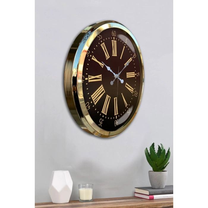 Mey İthalat® Prime Aurea Gold 52 Cm Metal Duvar Saati