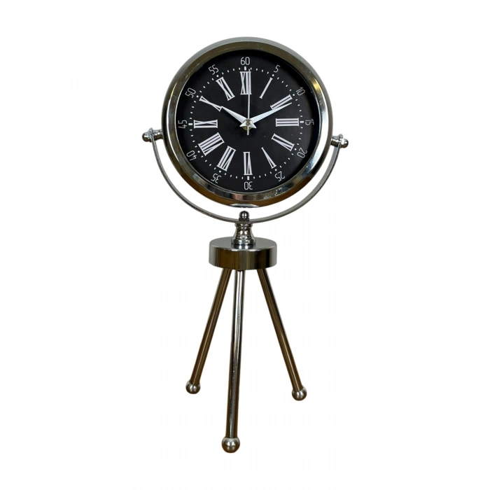 Mey İthalat® Prime Krom Üç Ayaklı Metal Masa Saati