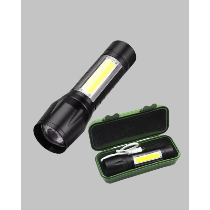 Mey İthalat® Profesyonel 4 Modlu Şarjlı El Feneri | 1300 mAh Batarya | Cree LED Teknolojisi
