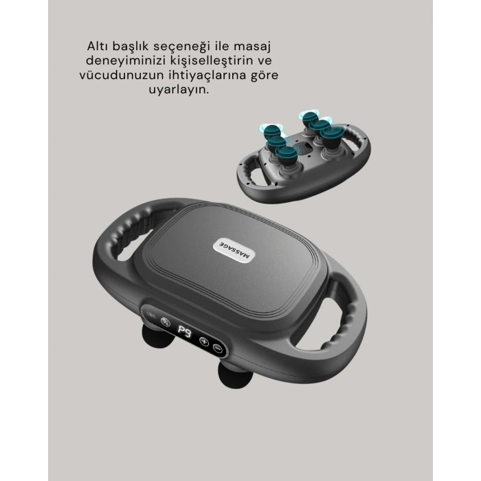 Mey İthalat® Profesyonel 6 Başlıklı Şarjlı Masaj Tabancası 2000 mAh Güçlü Performans