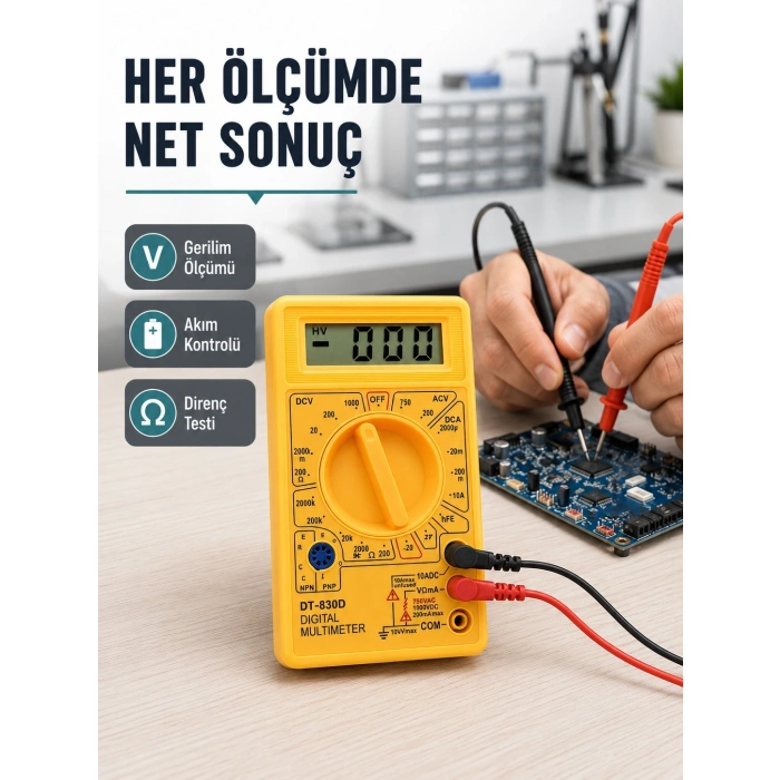 Mey İthalat® Profesyonel Dijital Multimetre Volt Amper Direnç Ölçümü Yeni Nesil