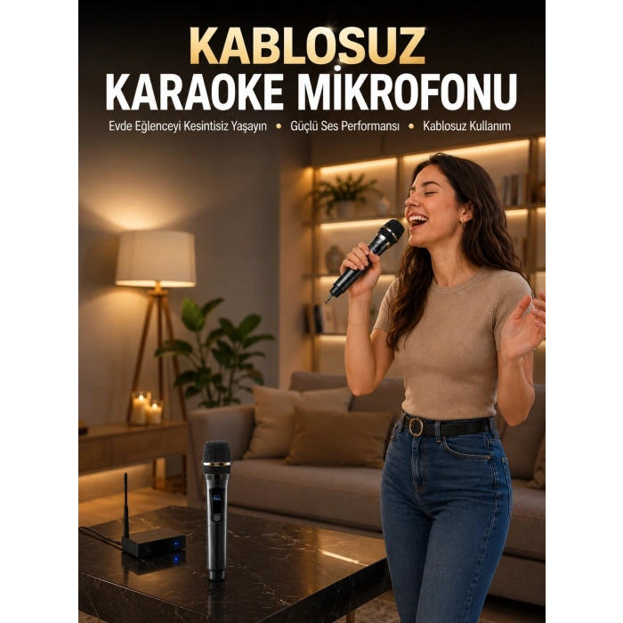 Mey İthalat® Profesyonel Kablosuz Mikrofon Seti Çift Mikrofonlu