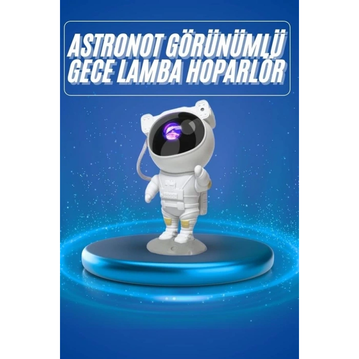 Mey İthalat® Projeksiyon Astronot Lamba Speaker Sevimli Astronot Bluetooth Hoparlör