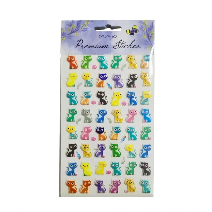 Mey İthalat® Puf Sticker Balıklı Kedi