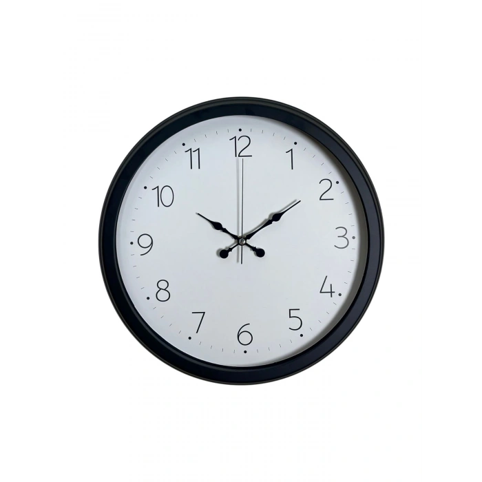 Mey İthalat® Pure Time Black 40 Cm Metal Duvar Saati