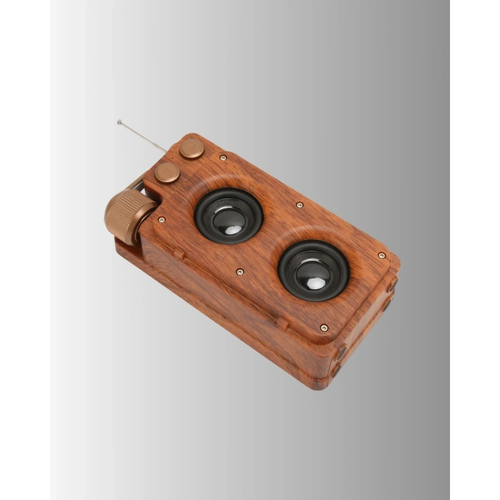 Mey İthalat® Retro Bluetooth Hoparlör Ahşap Görünümlü 5W Çift Stereo Ses