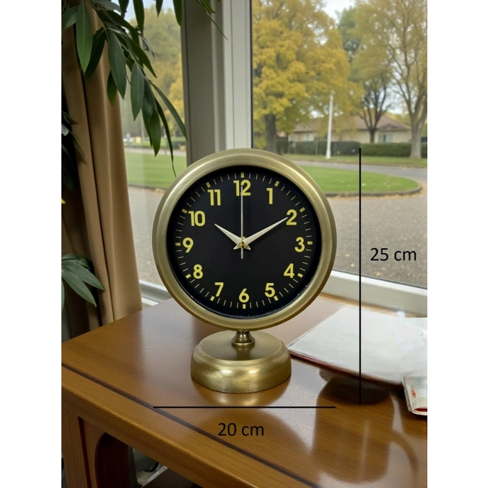 Mey İthalat® Retro Elegance 25 x 20 Cm Eskitme Metal Masa Saati