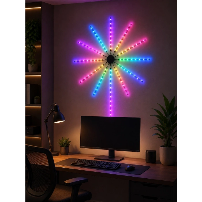 Mey İthalat® RGB Fireworks LED Duvar Aydınlatması Telefon Kontrollü Dekoratif Ortam Işığı
