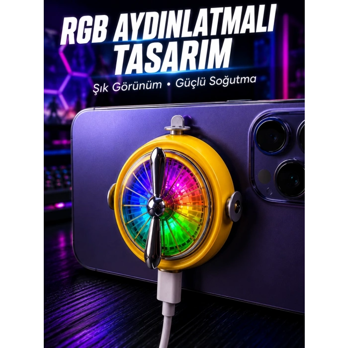 Mey İthalat® RGB Işıklı Manyetik Telefon Oyun Soğutucu Fan