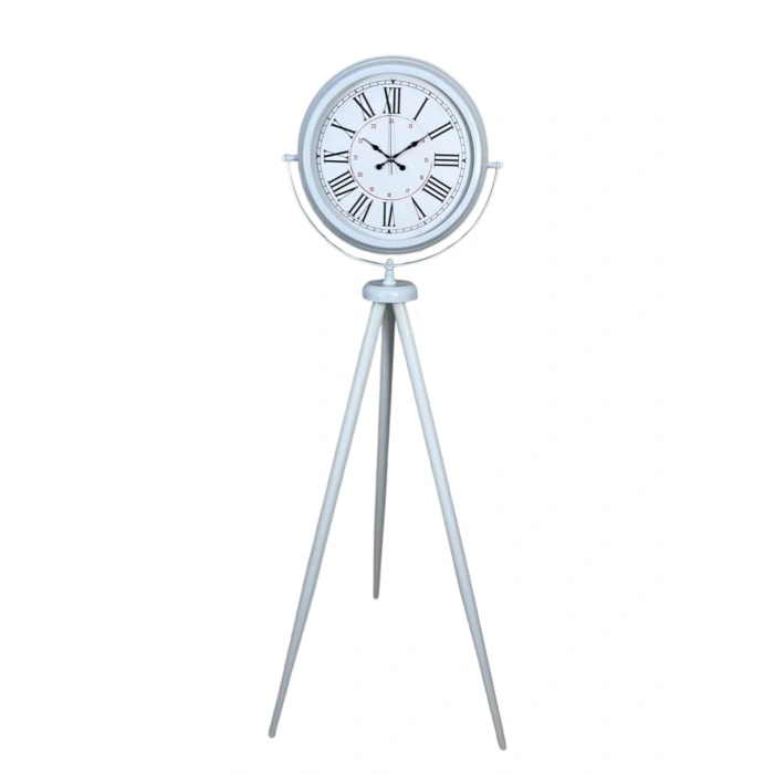 Mey İthalat® Roma Rakamlı Beyaz Tripod Ayaklı Saat