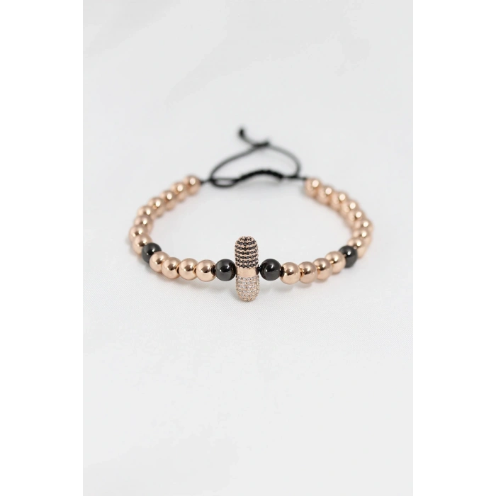 Mey İthalat® Rose Renk Çelik Zirkon Objeli Asansörlü Bileklik