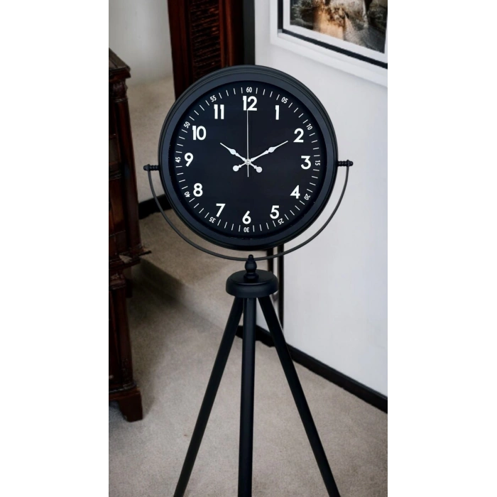 Mey İthalat® Royal Black Tripod Ayaklı Modern Tasarım Saat