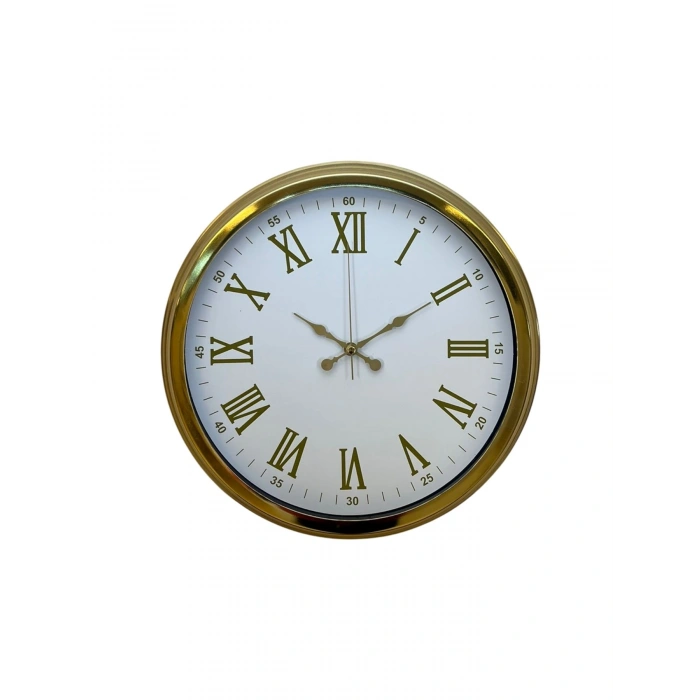 Mey İthalat® Royal White Gold 40 Cm Metal Duvar Saati