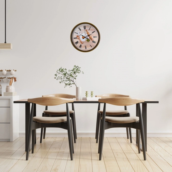 Mey İthalat® Rustic Bakery Kitchen Kahverengi 36 Cm Duvar Saati