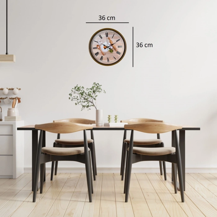 Mey İthalat® Rustic Bakery Kitchen Kahverengi 36 Cm Duvar Saati