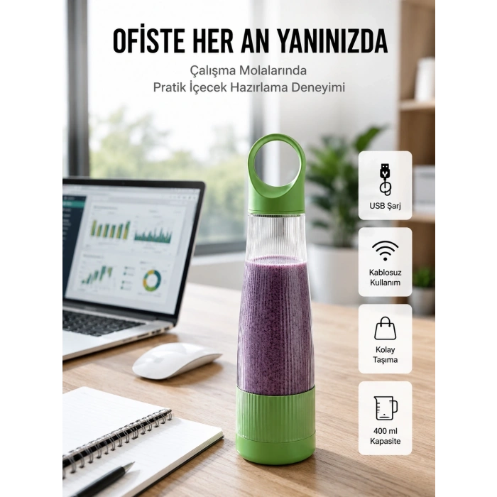 Mey İthalat® Sağlıklı İçecekler İçin Kompakt USB Şarjlı Blender