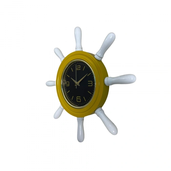 Mey İthalat® Sarı Modern Kavelalı Dümen Duvar Saati