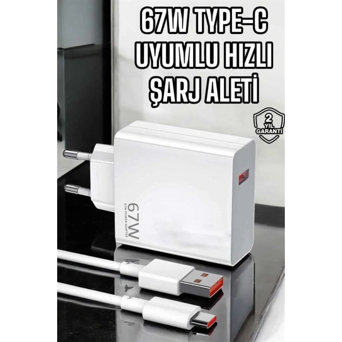 Mey İthalat® Şarj Aleti Turbo Hızlı 67W Type-C Hızlı Şarj