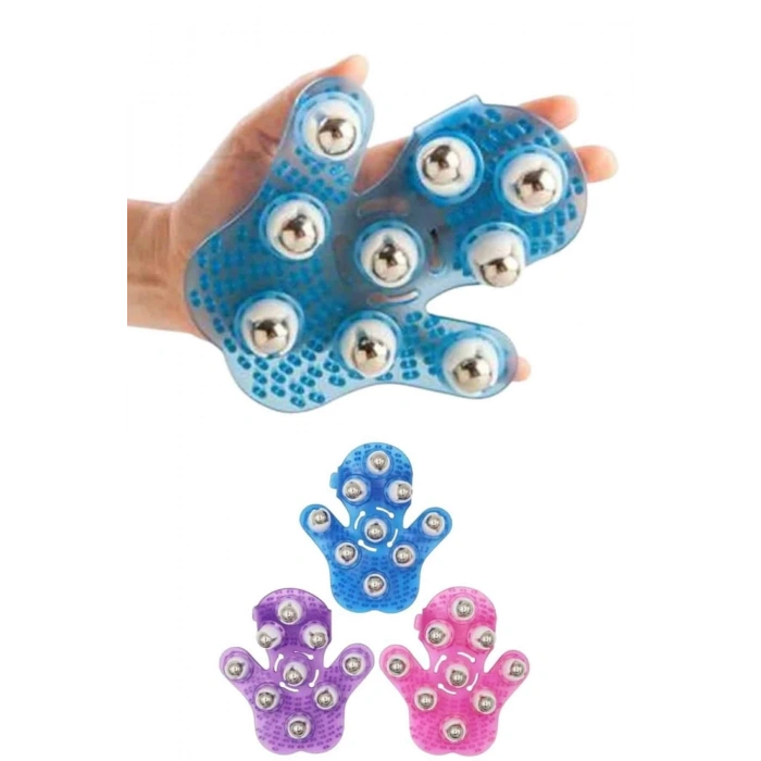 Mey İthalat® Selülit Giderici Masaj Eldiveni 9 Bilyeli Palm Masaj Eldiven Tam Vücut