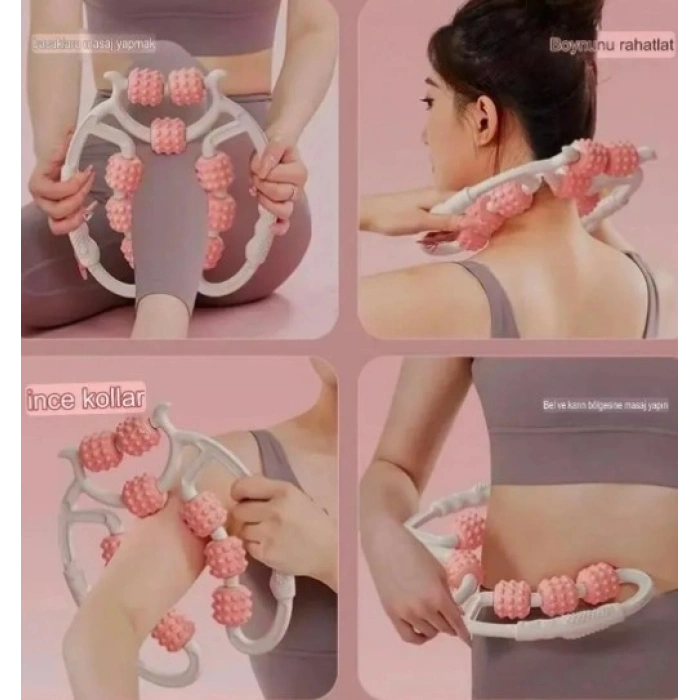 Mey İthalat® Selülit Masaj Aleti 9 Tekerlekli Lenf Drenaj Rulosu