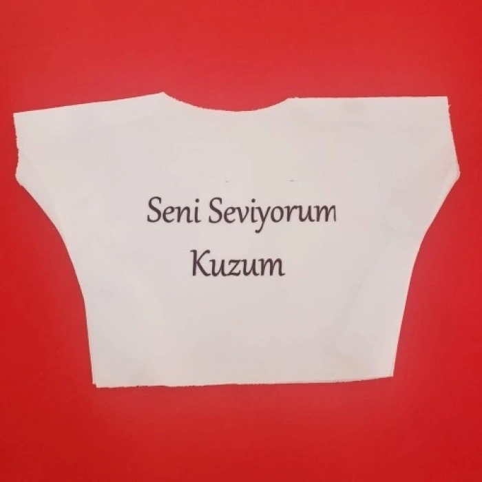 Mey İthalat® Seni Seviyorum Kuzum Yazılı Oyuncak Peluş Tişörtü