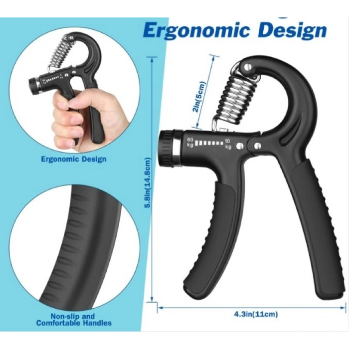 Mey İthalat® Sertlik Ayarlı El Yayı Ayarlanabilir Bilek Kas Güçlendirme Aleti 10-60 Kg