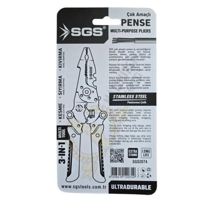 Mey İthalat® Sgs 2074 Çok Amaçlı Elektrikçi Pense Seti