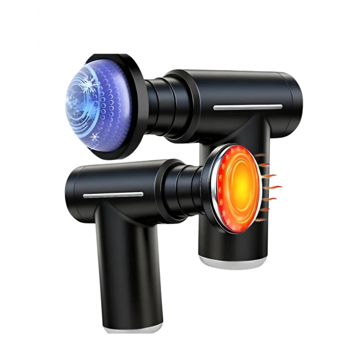 Mey İthalat® Sıcak Soğuk Terapili Masaj Tabancası Çift Fonksiyon 6 Başlıklı Şarjlı Derin Doku Cihazı