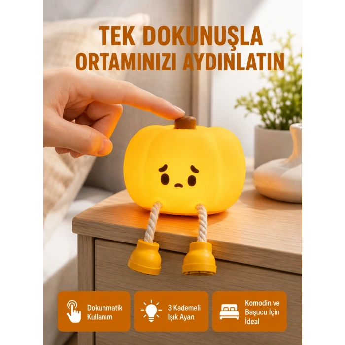 Mey İthalat® Silikon Pumpkin Night Light Telefon Tutuculu LED Lamba Yeni Nesil