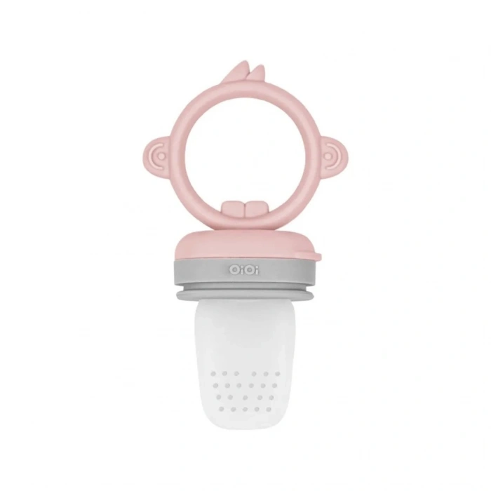 Mey İthalat®   Silikon Püre Meyve Sebze Emziği Pinky Pink / Powder Grey