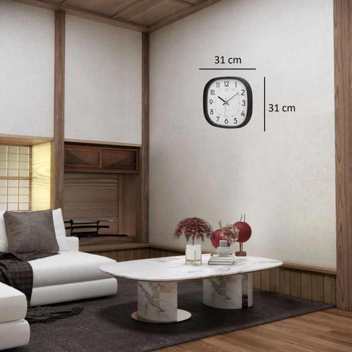 Mey İthalat® Siyah 31 Cm Modern Stil Duvar Saati