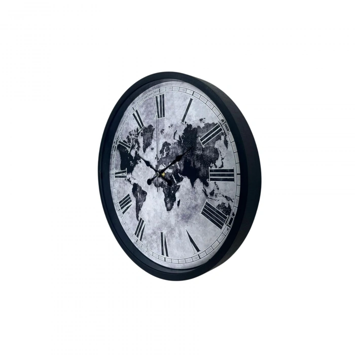 Mey İthalat® Siyah 36 Cm Desenli Dekoratif Duvar Saati