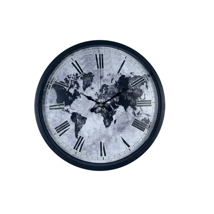 Mey İthalat® Siyah 36 Cm Desenli Dekoratif Duvar Saati