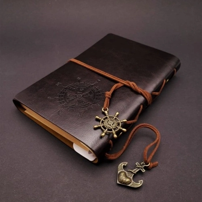 Mey İthalat®  Siyah Deri Pusula Defter