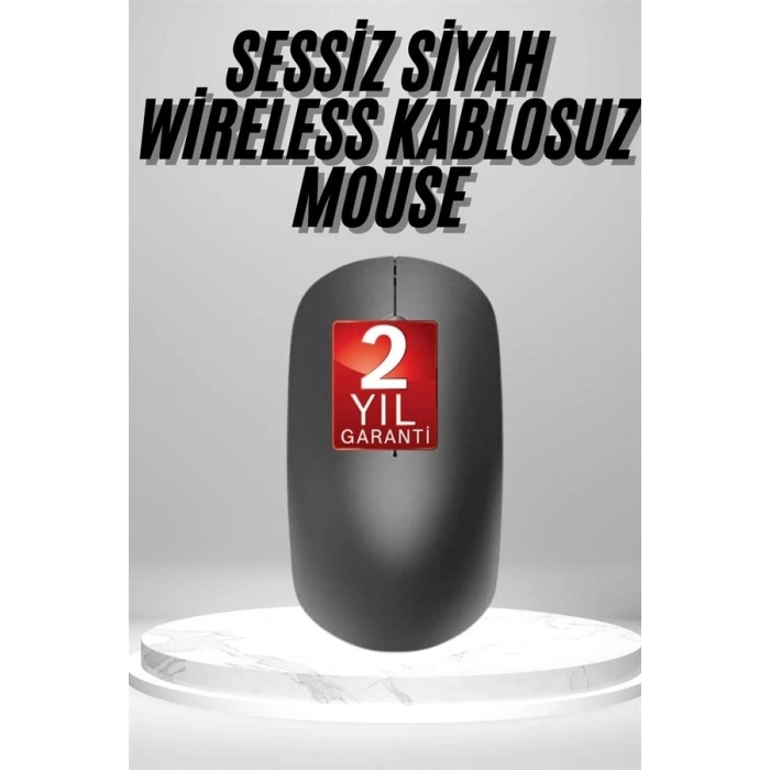 Mey İthalat® Siyah Kablosuz Mouse Wireless Mouse Minimal Tasarım