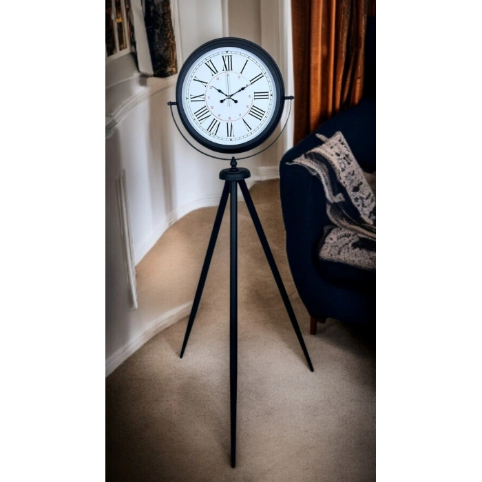 Mey İthalat® Siyah Roma Rakamlı Lüks Tasarım Tripod Ayaklı Saat