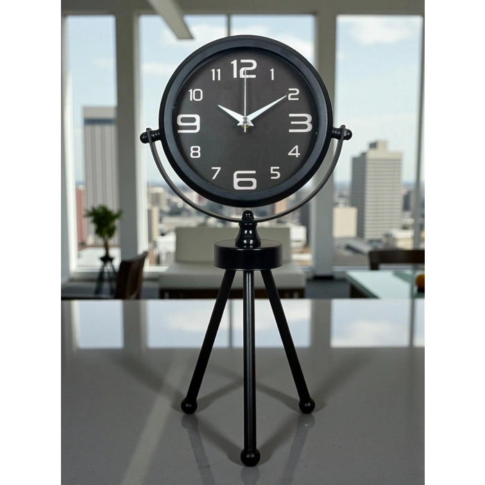 Mey İthalat® Siyah Zarif Üç Ayaklı Masa Saati