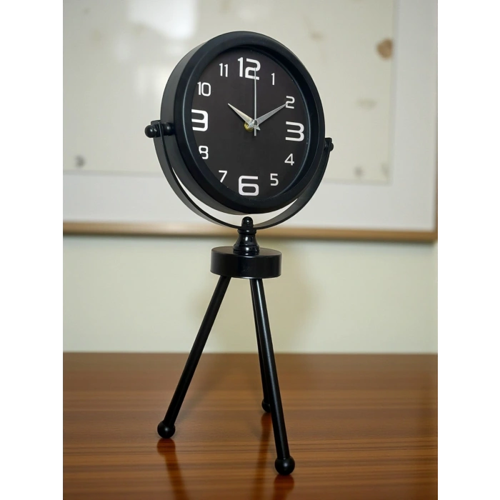 Mey İthalat® Siyah Zarif Üç Ayaklı Masa Saati