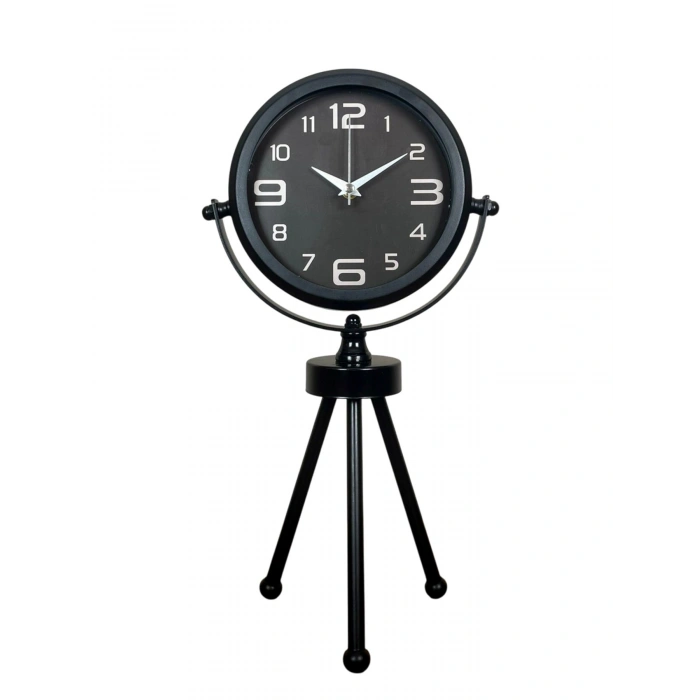 Mey İthalat® Siyah Zarif Üç Ayaklı Masa Saati