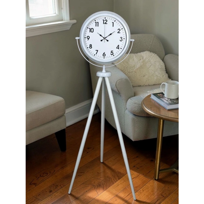 Mey İthalat® Soft White Dekoratif Tripod Ayaklı Saat
