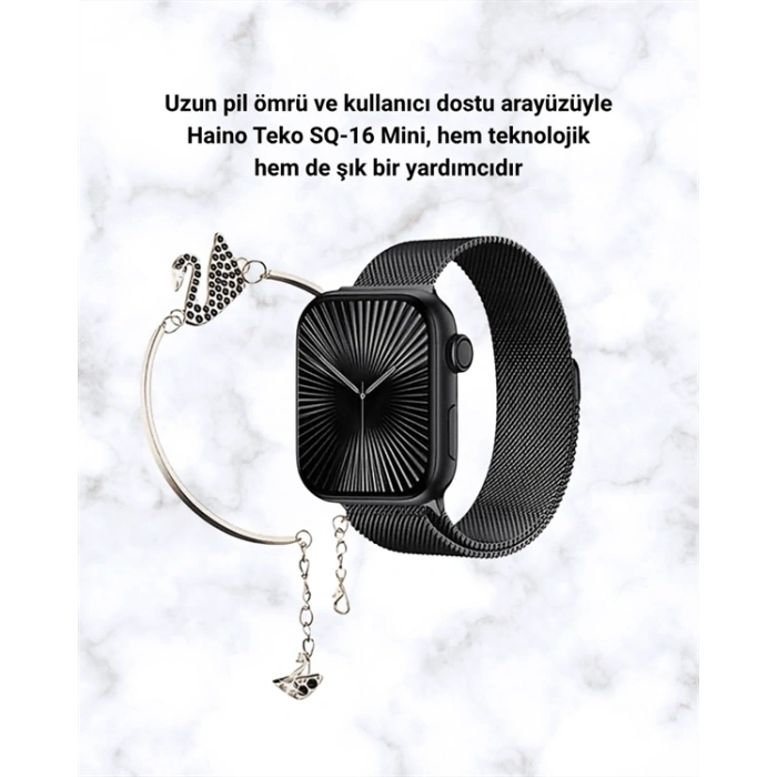 Mey İthalat® SQ-16 Mini Series 10 Akıllı Saat – 3 Kordon + Hediye Bileklik