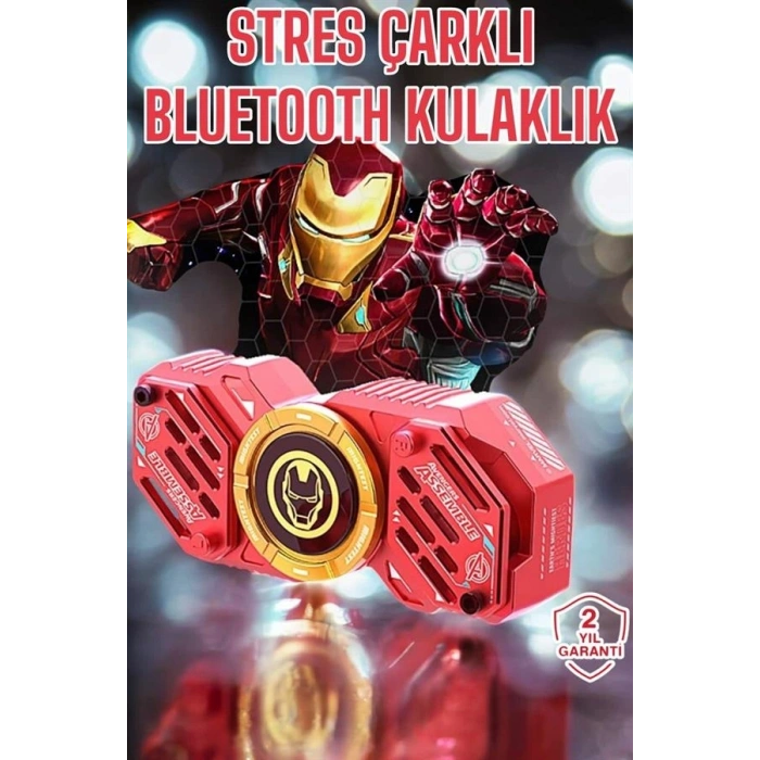Mey İthalat® Stres Çarklı Bluetooth Kulaklık Kablosuz Kırmızı Yüksek Ses Kaliteli