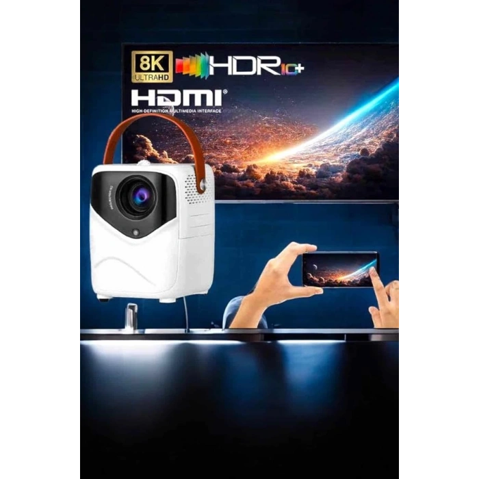 Mey İthalat® Taşınabilir Android Projeksiyon Wifi Destekli 4K Multimedia Tabanlı Ev Ve Ofis Tipi