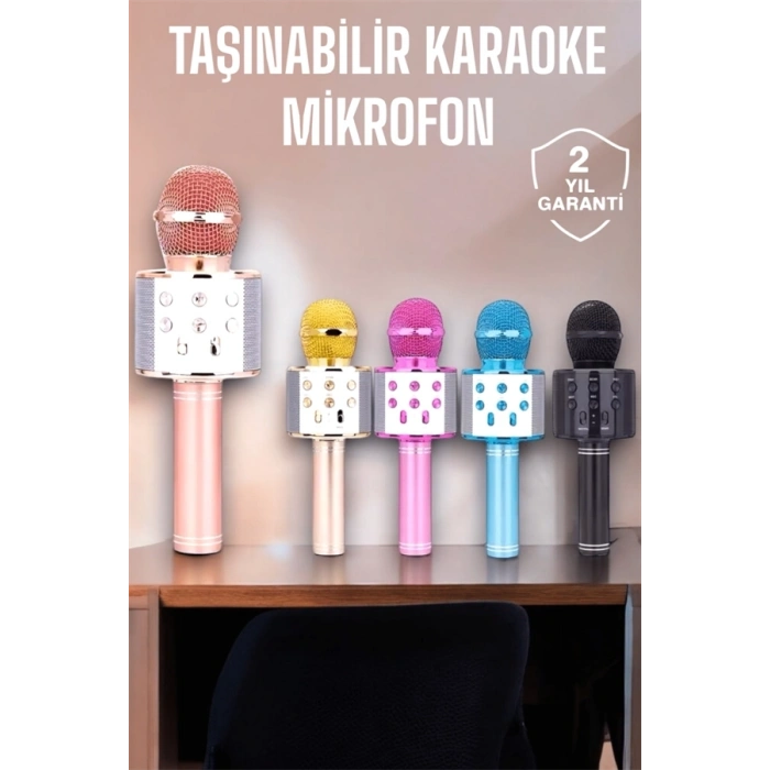Mey İthalat® Taşınabilir Bluetooth Karaoke Mikrofon: Hafıza Kart Girişli, Etkileyici Performans