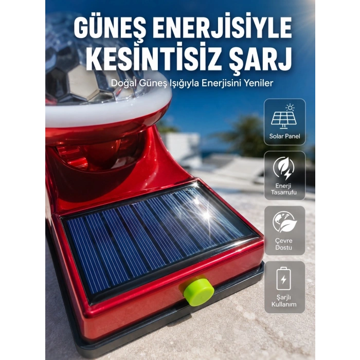 Mey İthalat® Taşınabilir Solar LED Parti Lambası USB Şarjlı Renkli Dekoratif Aydınlatma