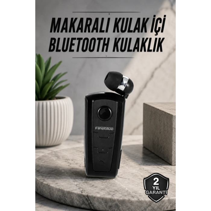 Mey İthalat® Tüm Telefonlara Uyumlu Mikrofonlu Titreşimli Makaralı Bluetooth Kulakiçi Kulaklık