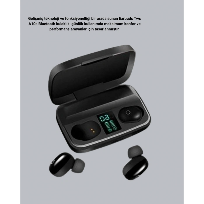 Mey İthalat® TWS A10s Bluetooth 5.0 Kulaklık Powerbank Şarj Kutulu Mini Tasarım