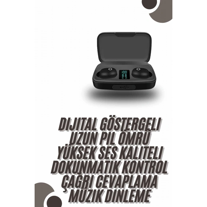 Mey İthalat® TWS Bluetooth Kulaklık 5.0 Bluetooth Bağlantılı Dokunmatik Kontrol Özelliği Yeni Nesil