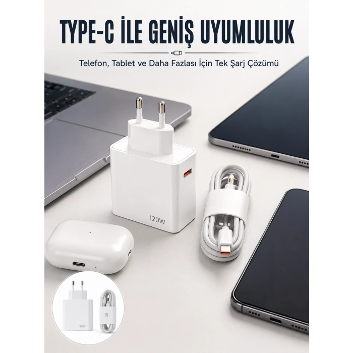 Mey İthalat® Type-C 120W Şarj Aleti Hızlı Şarj Turbo Yeni Nesil