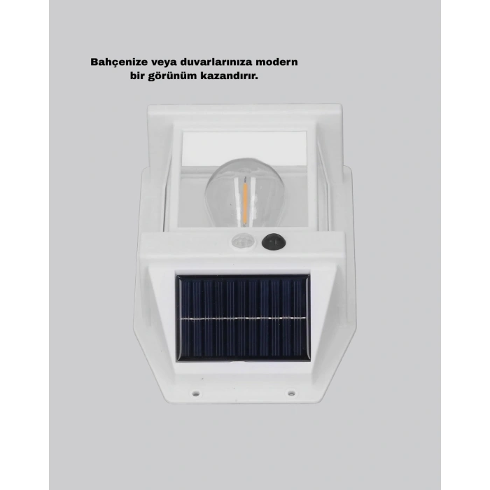 Mey İthalat® Üç Modlu Güneş Enerjili Duvar Lambası 1800mAh Bataryalı ve Hareket Sensörlü